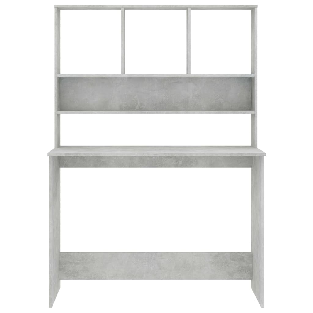 Bureau met schappen 110x45x157 cm bewerkt hout betongrijs is nu te koop bij PeponiXL, paradijselijk wonen!