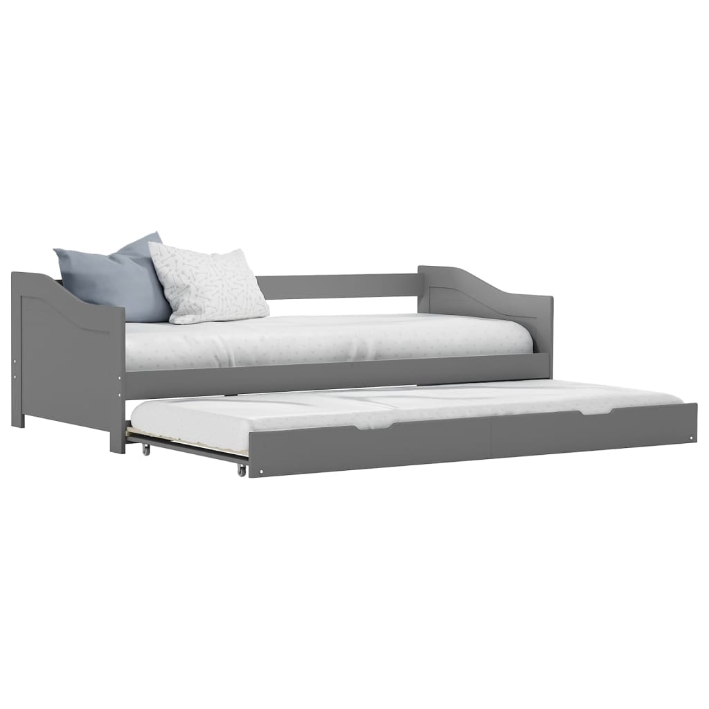 Bedbank uittrekbaar grenenhout grijs 90x200 cm is nu te koop bij PeponiXL, paradijselijk wonen!