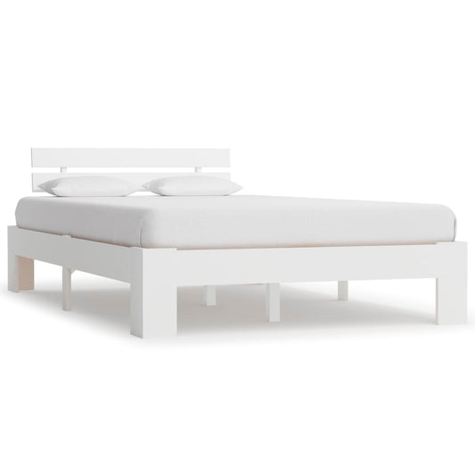 Bedframe met hoofdbord massief grenenhout wit 140x200 cm is nu te koop bij PeponiXL, paradijselijk wonen!