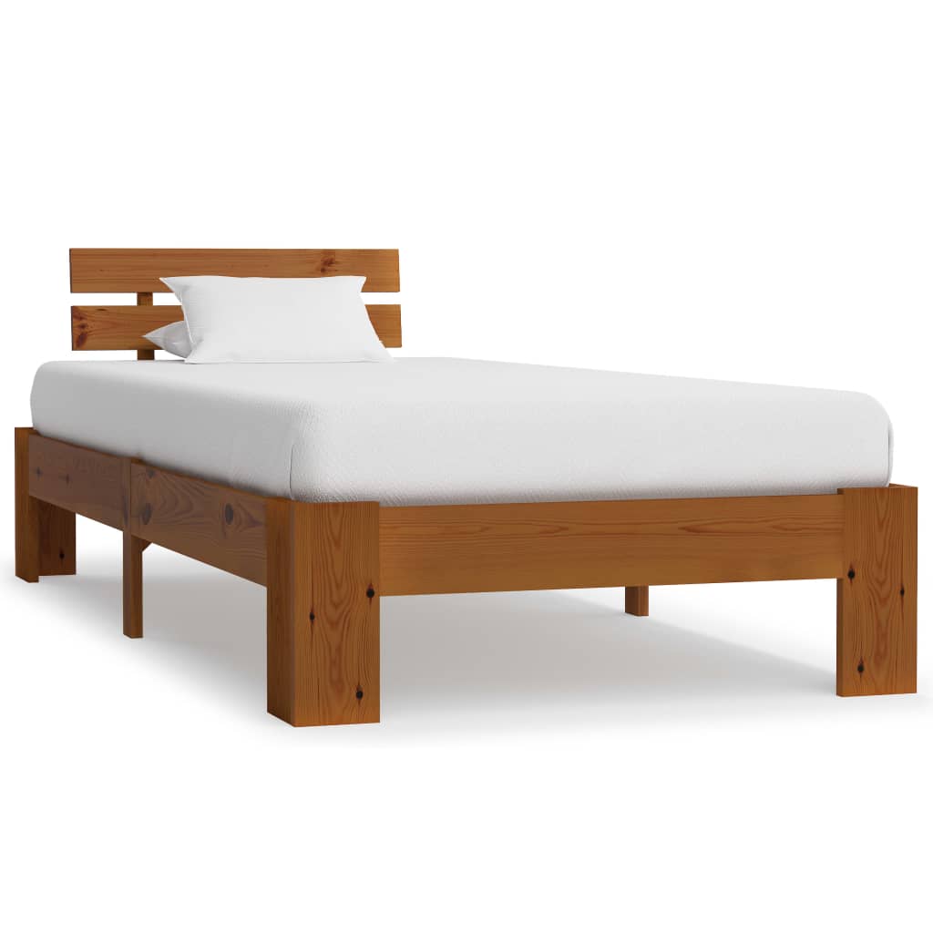 Bedframe massief grenenhout honingbruin 100x200 cm is nu te koop bij PeponiXL, paradijselijk wonen!