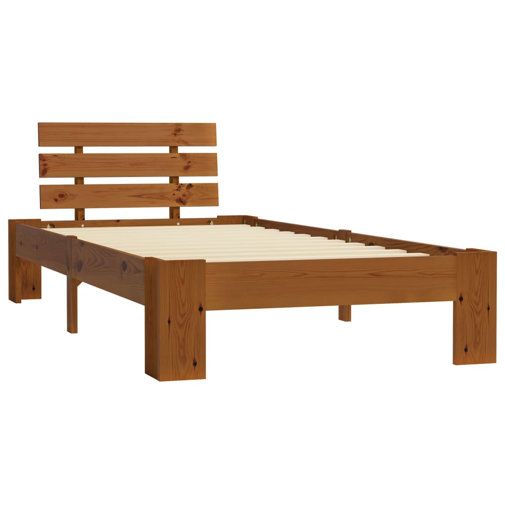 Bedframe massief grenenhout honingbruin 100x200 cm is nu te koop bij PeponiXL, paradijselijk wonen!