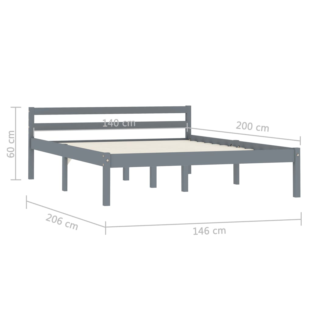 Bedframe massief grenenhout grijs 140x200 cm is nu te koop bij PeponiXL, paradijselijk wonen!
