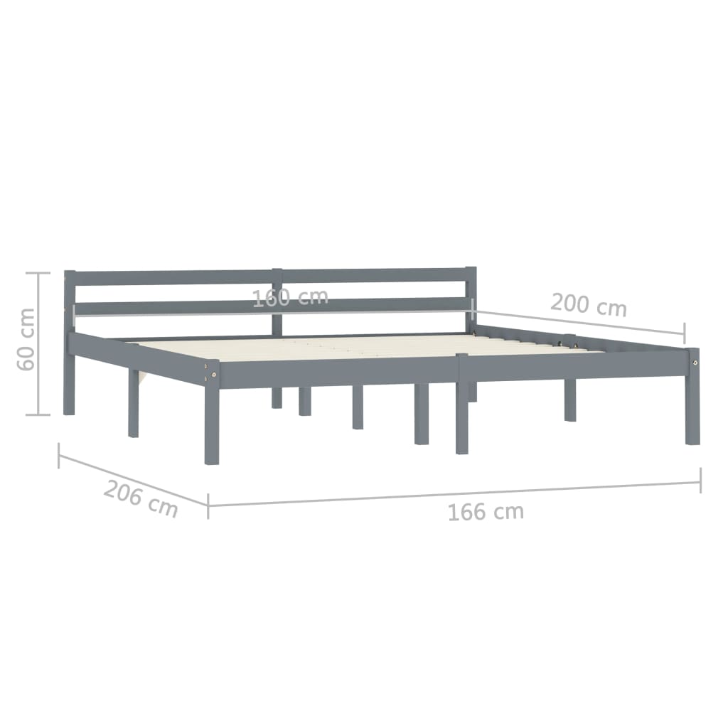 Bedframe massief grenenhout grijs 160x200 cm is nu te koop bij PeponiXL, paradijselijk wonen!