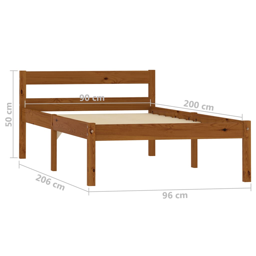 Bedframe massief grenenhout honingbruin 90x200 cm is nu te koop bij PeponiXL, paradijselijk wonen!
