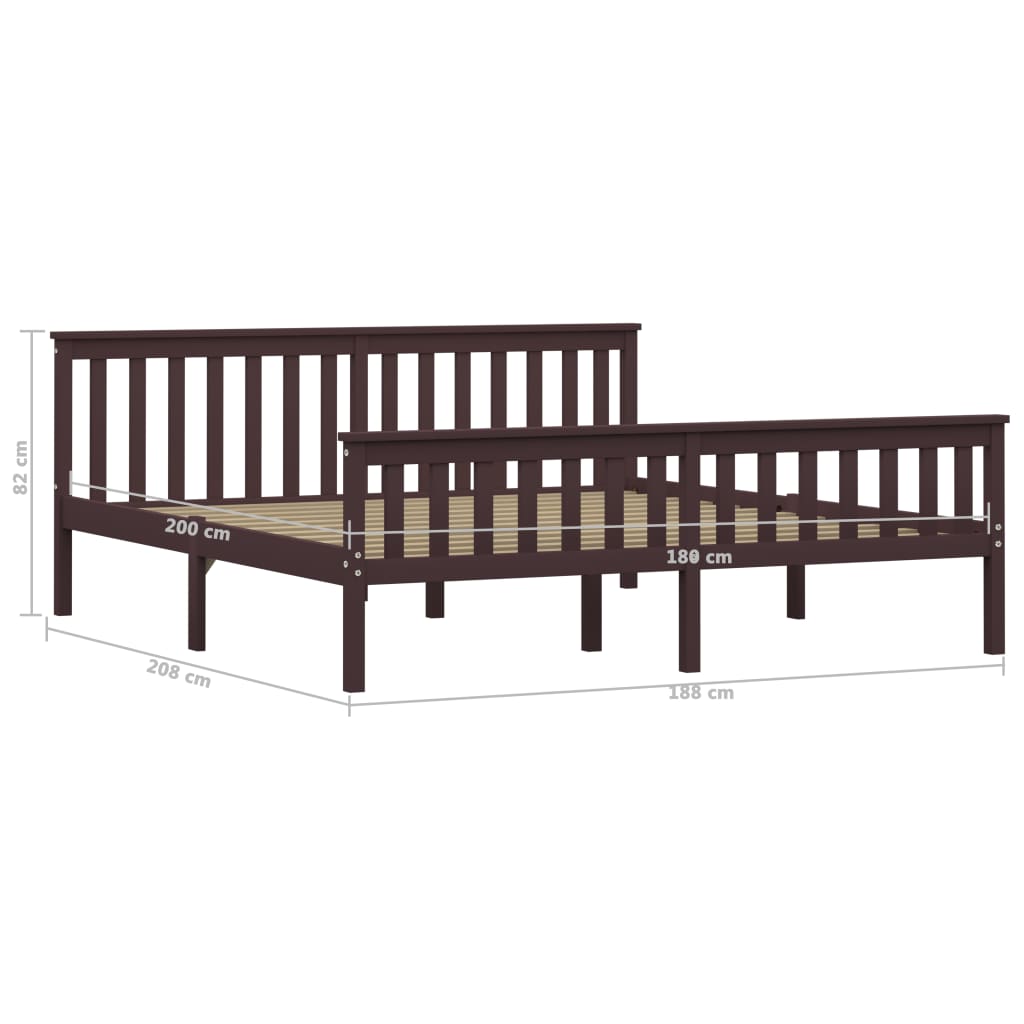 Bedframe massief grenenhout donkerbruin 180x200 cm is nu te koop bij PeponiXL, paradijselijk wonen!