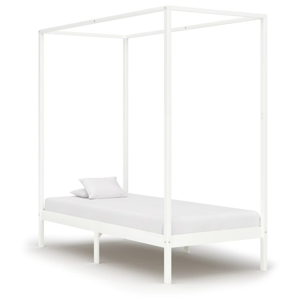 Hemelbedframe massief grenenhout wit 100x200 cm is nu te koop bij PeponiXL, paradijselijk wonen!