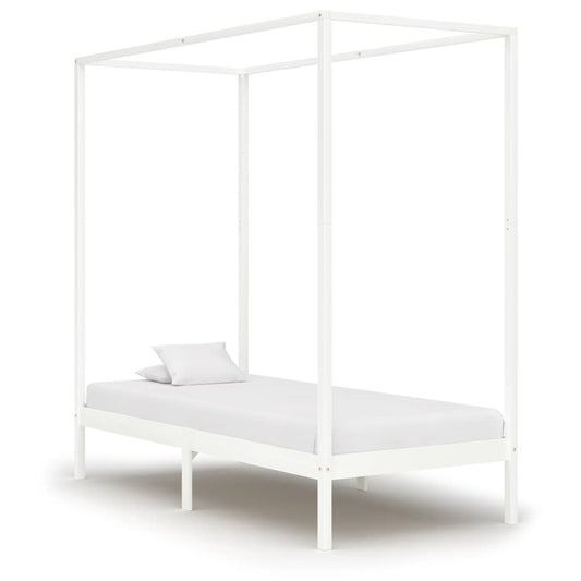 Hemelbedframe massief grenenhout wit 100x200 cm is nu te koop bij PeponiXL, paradijselijk wonen!