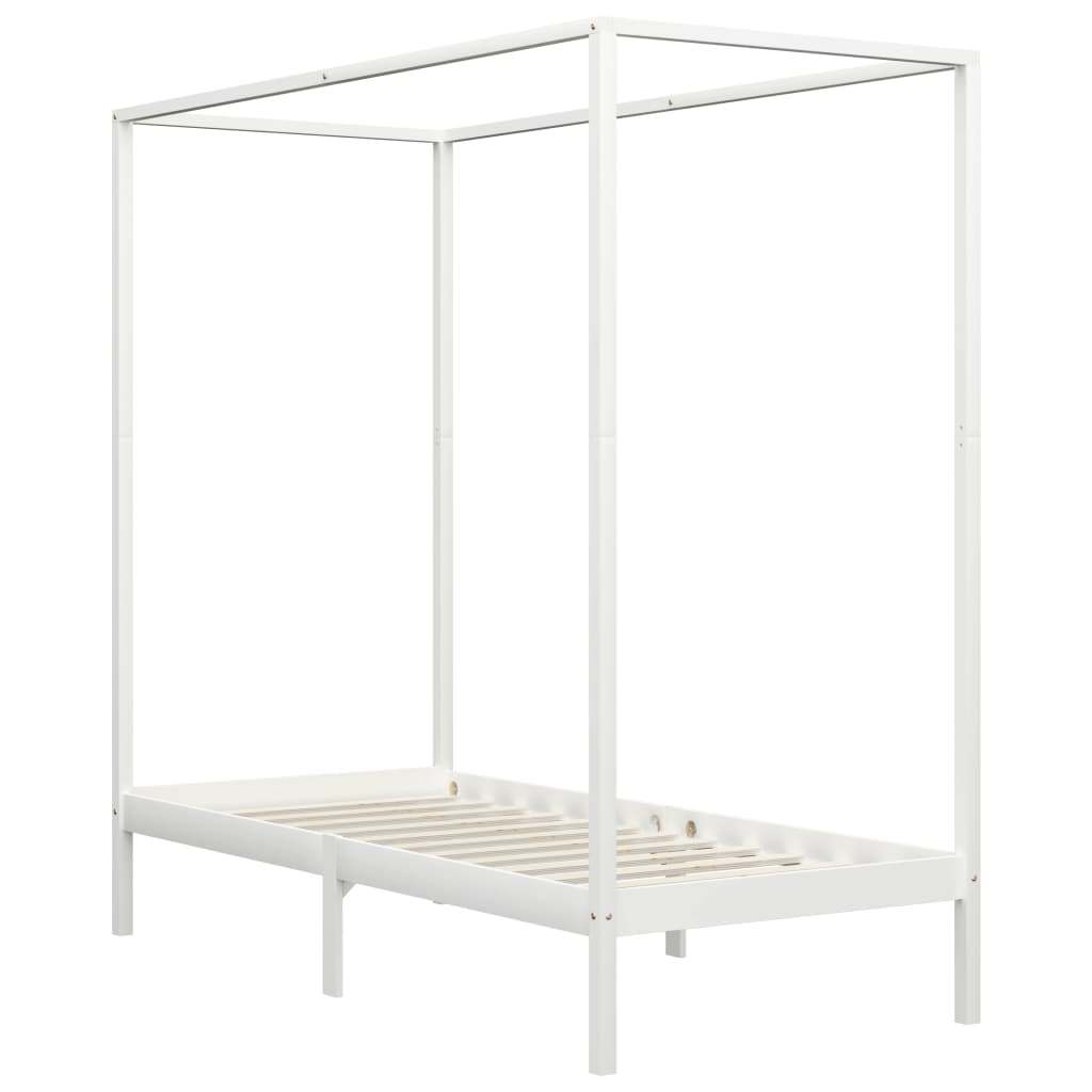 Hemelbedframe massief grenenhout wit 100x200 cm is nu te koop bij PeponiXL, paradijselijk wonen!