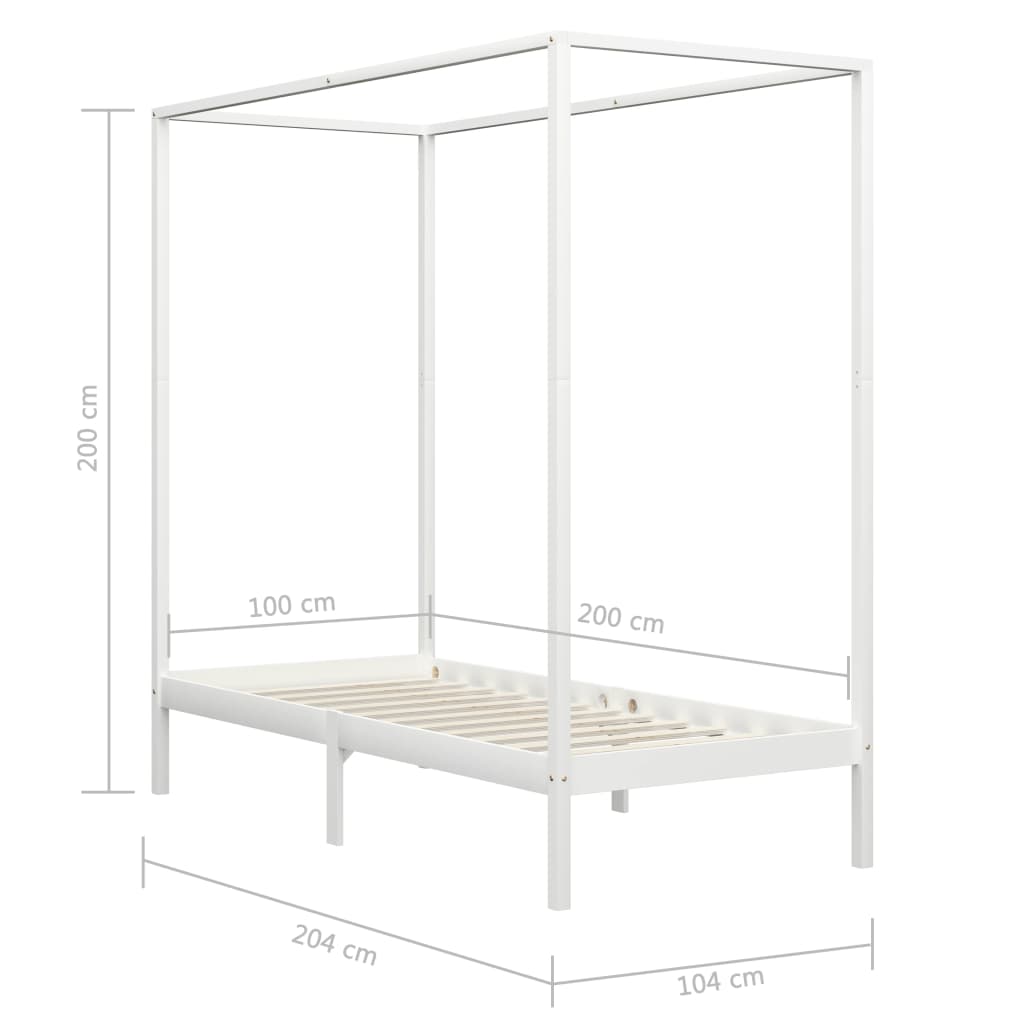 Hemelbedframe massief grenenhout wit 100x200 cm is nu te koop bij PeponiXL, paradijselijk wonen!