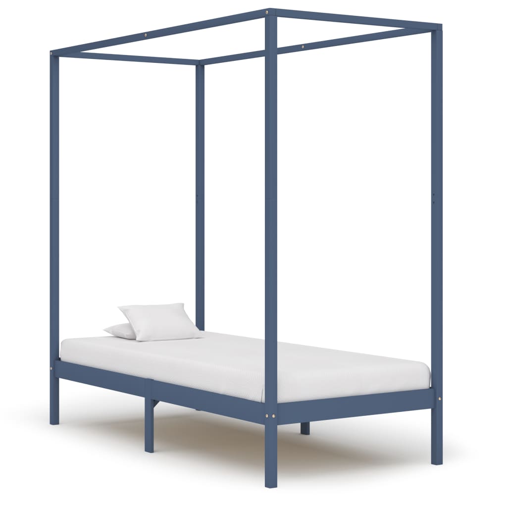 Hemelbedframe massief grenenhout grijs 90x200 cm is nu te koop bij PeponiXL, paradijselijk wonen!