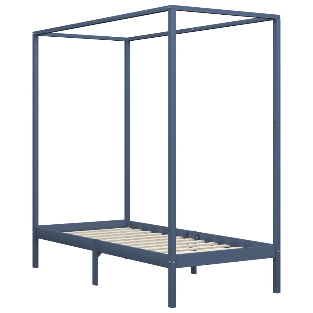 Hemelbedframe massief grenenhout grijs 100x200 cm is nu te koop bij PeponiXL, paradijselijk wonen!