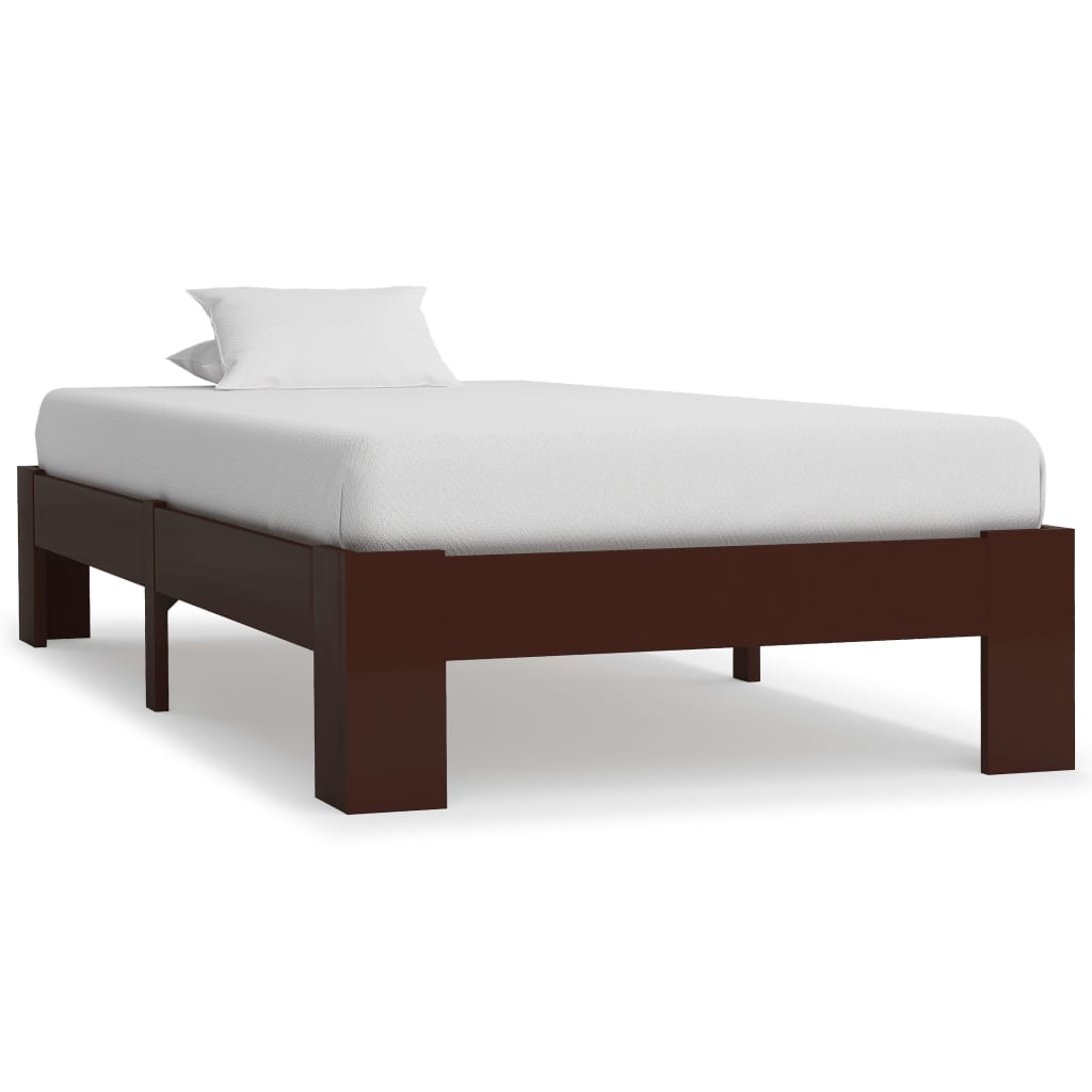 Bedframe massief grenenhout donkerbruin 100x200 cm is nu te koop bij PeponiXL, paradijselijk wonen!