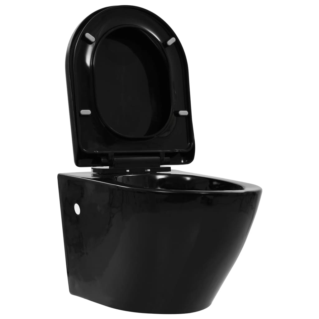 Hangend toilet randloos keramiek zwart is nu te koop bij PeponiXL, paradijselijk wonen!