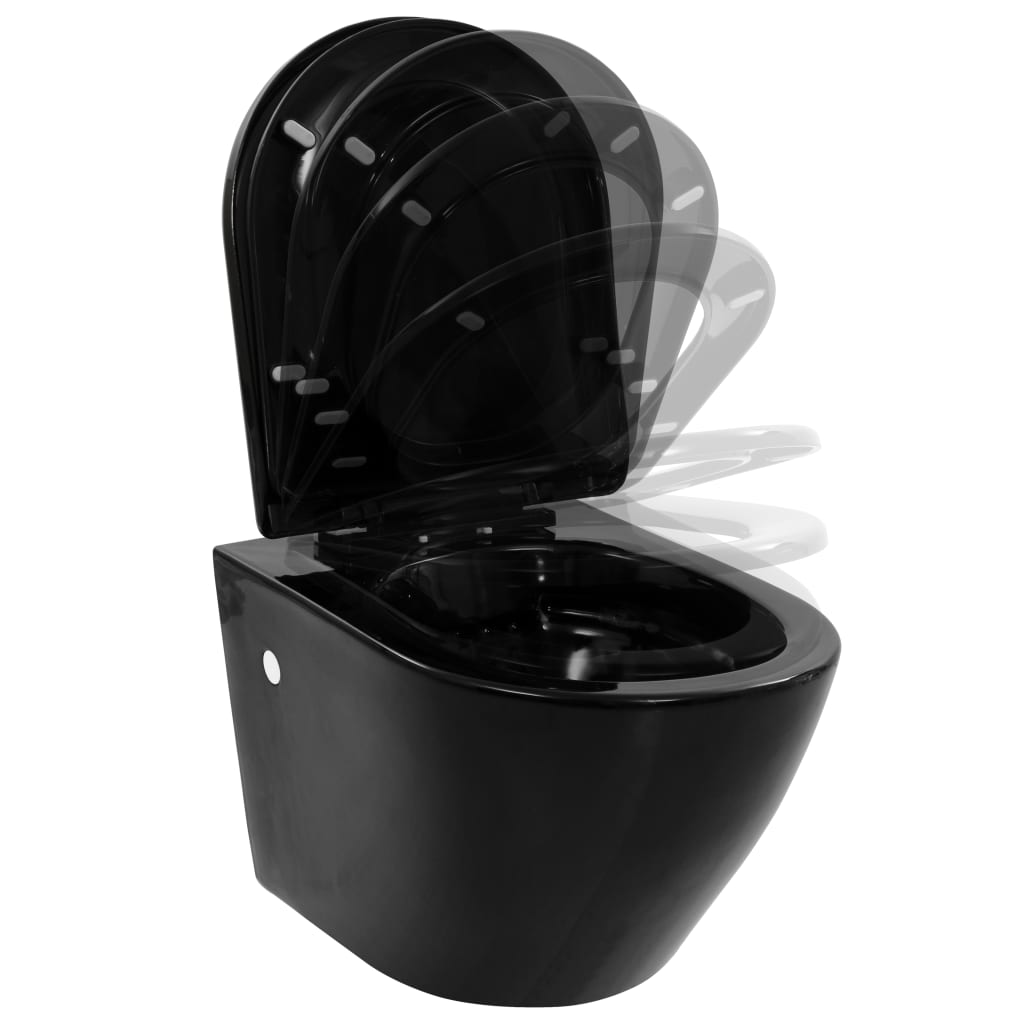 Hangend toilet randloos keramiek zwart is nu te koop bij PeponiXL, paradijselijk wonen!