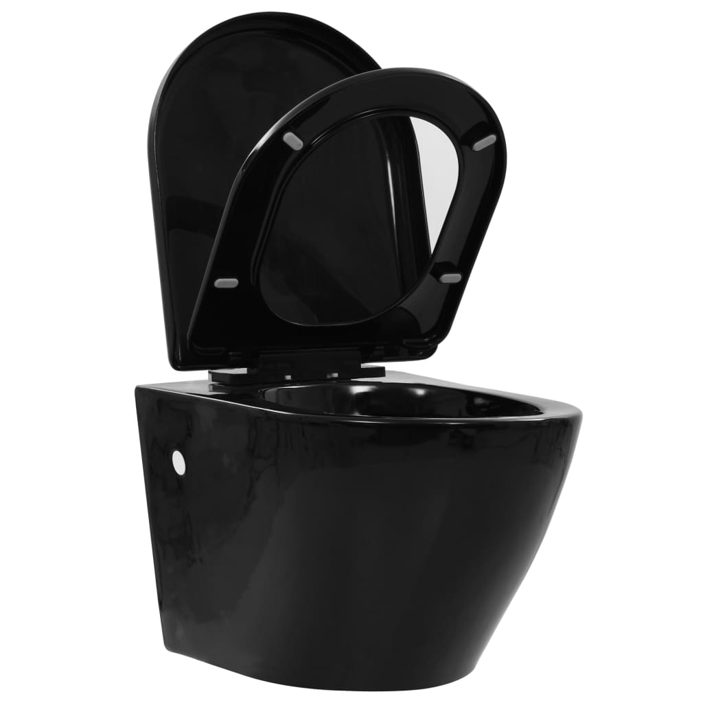 Hangend toilet randloos keramiek zwart is nu te koop bij PeponiXL, paradijselijk wonen!