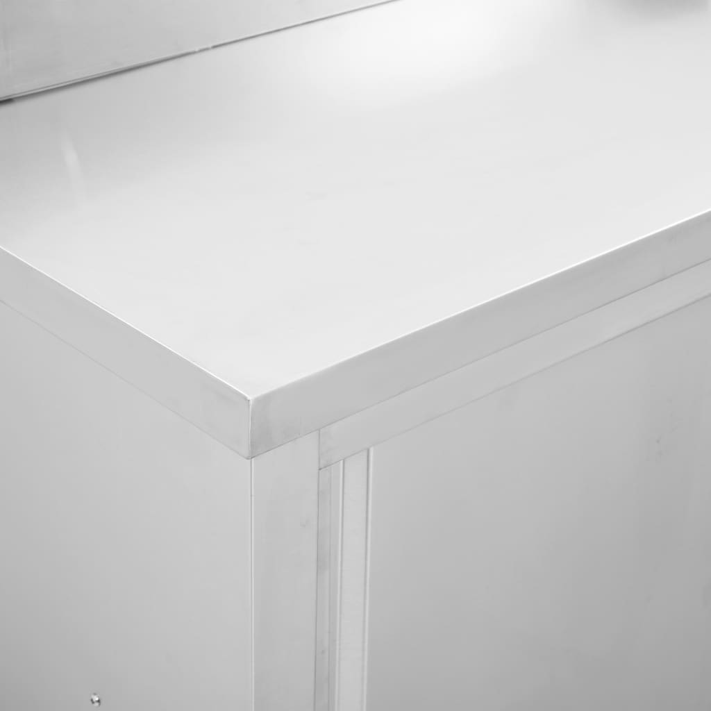 Werktafel met schuifdeuren 100x50x(95-97) cm roestvrij staal is nu te koop bij PeponiXL, paradijselijk wonen!