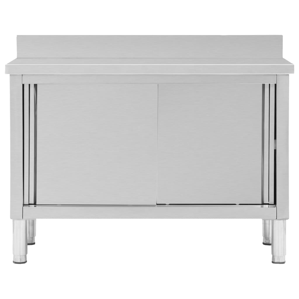 Werktafel met schuifdeuren 120x50x(95-97) cm roestvrij staal is nu te koop bij PeponiXL, paradijselijk wonen!