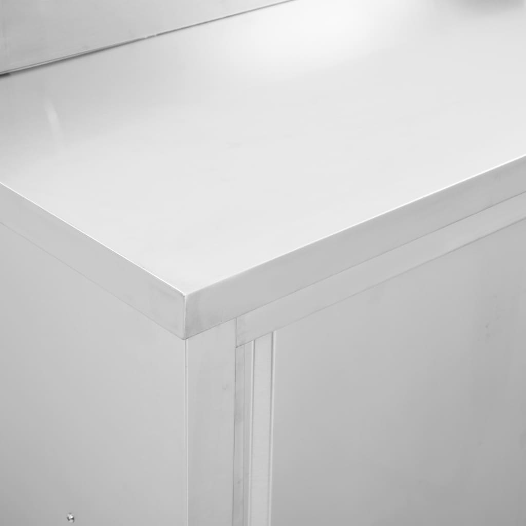 Werktafel met schuifdeuren 120x50x(95-97) cm roestvrij staal is nu te koop bij PeponiXL, paradijselijk wonen!