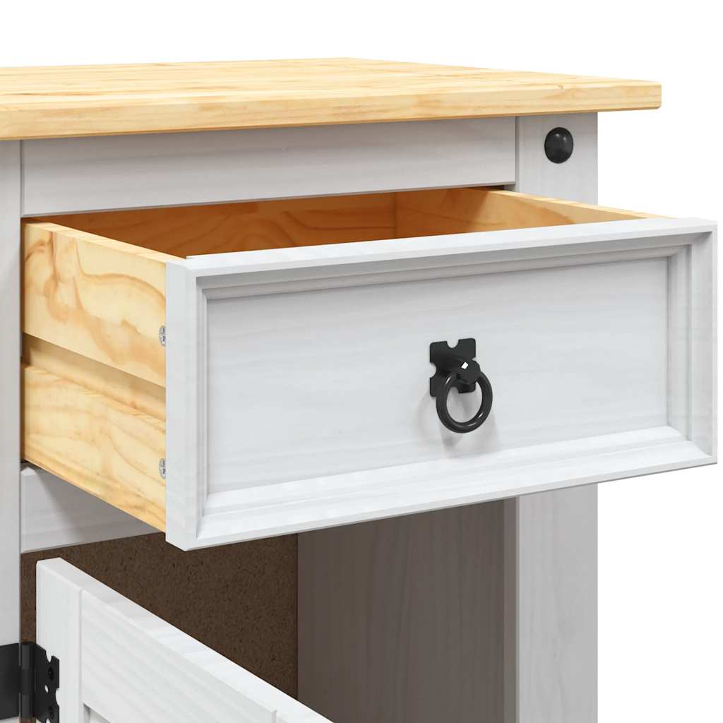 Nachtkastje 53x39x67 cm Mexicaans grenenhout Corona-stijl wit is nu te koop bij PeponiXL, paradijselijk wonen!