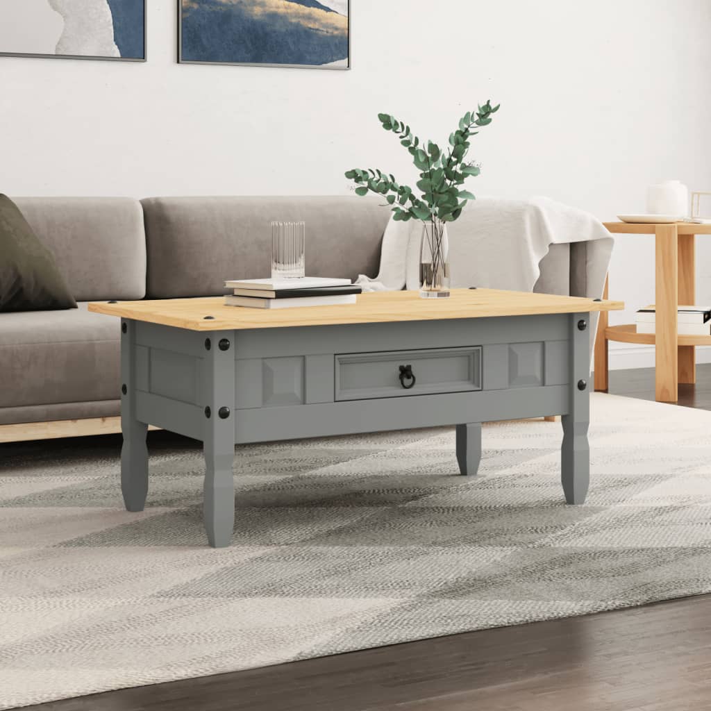 Salontafel 100x55x44 cm Mexicaans grenenhout Corona-stijl grijs is nu te koop bij PeponiXL, paradijselijk wonen!
