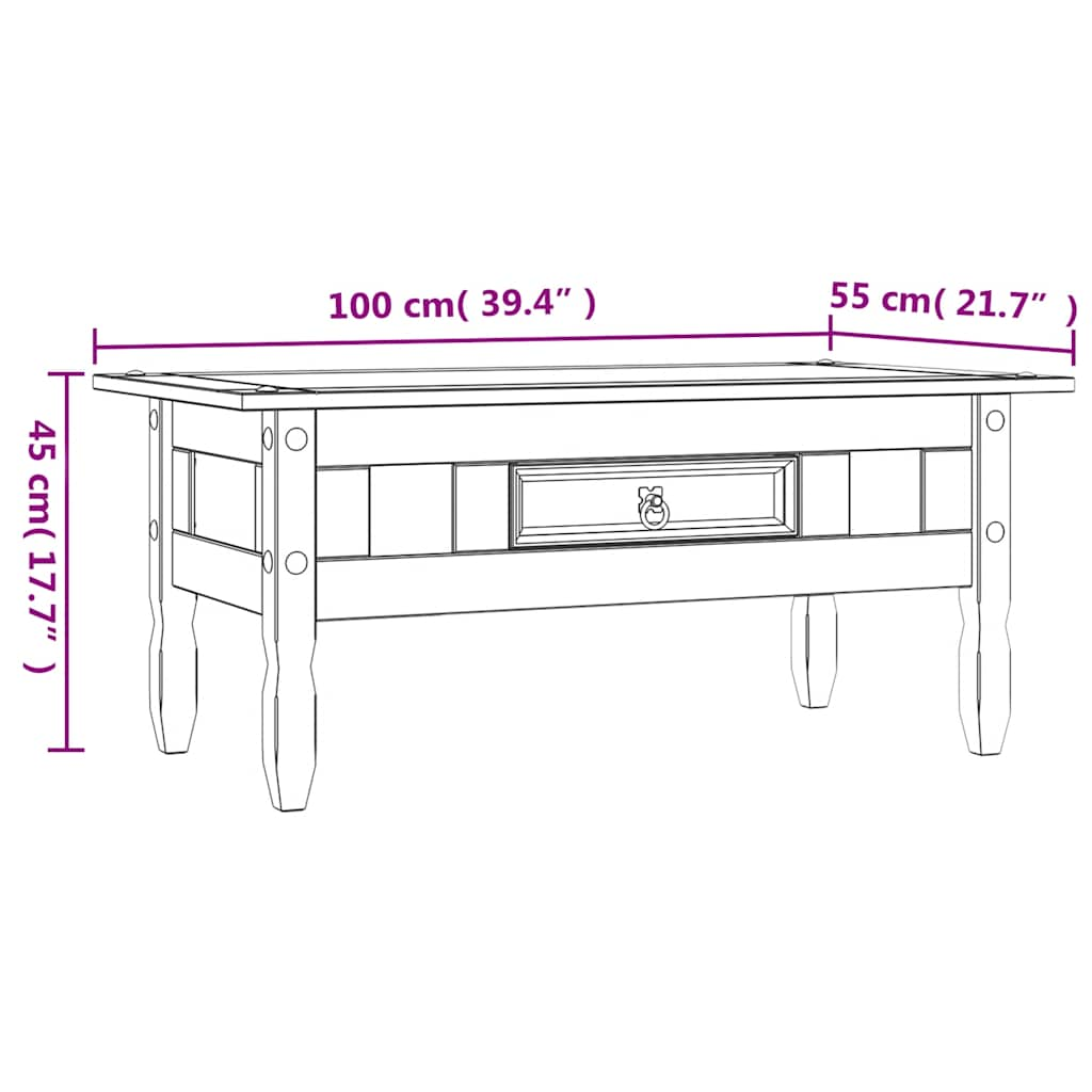 Salontafel 100x55x44 cm Mexicaans grenenhout Corona-stijl wit is nu te koop bij PeponiXL, paradijselijk wonen!