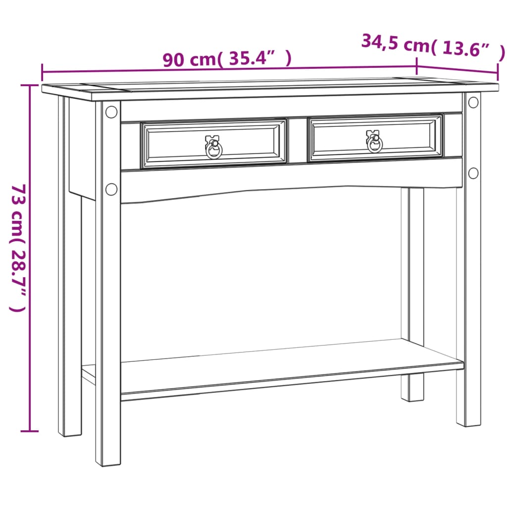 Wandtafel Mexicaans grenenhout Corona-stijl 90x34,5x73 cm wit is nu te koop bij PeponiXL, paradijselijk wonen!