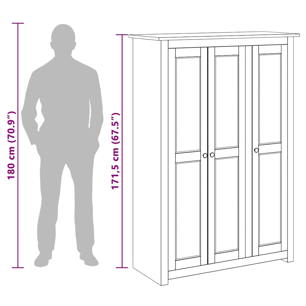 Kledingkast 3 deuren Panama Range 118x50x171,5 cm grenenhout is nu te koop bij PeponiXL, paradijselijk wonen!