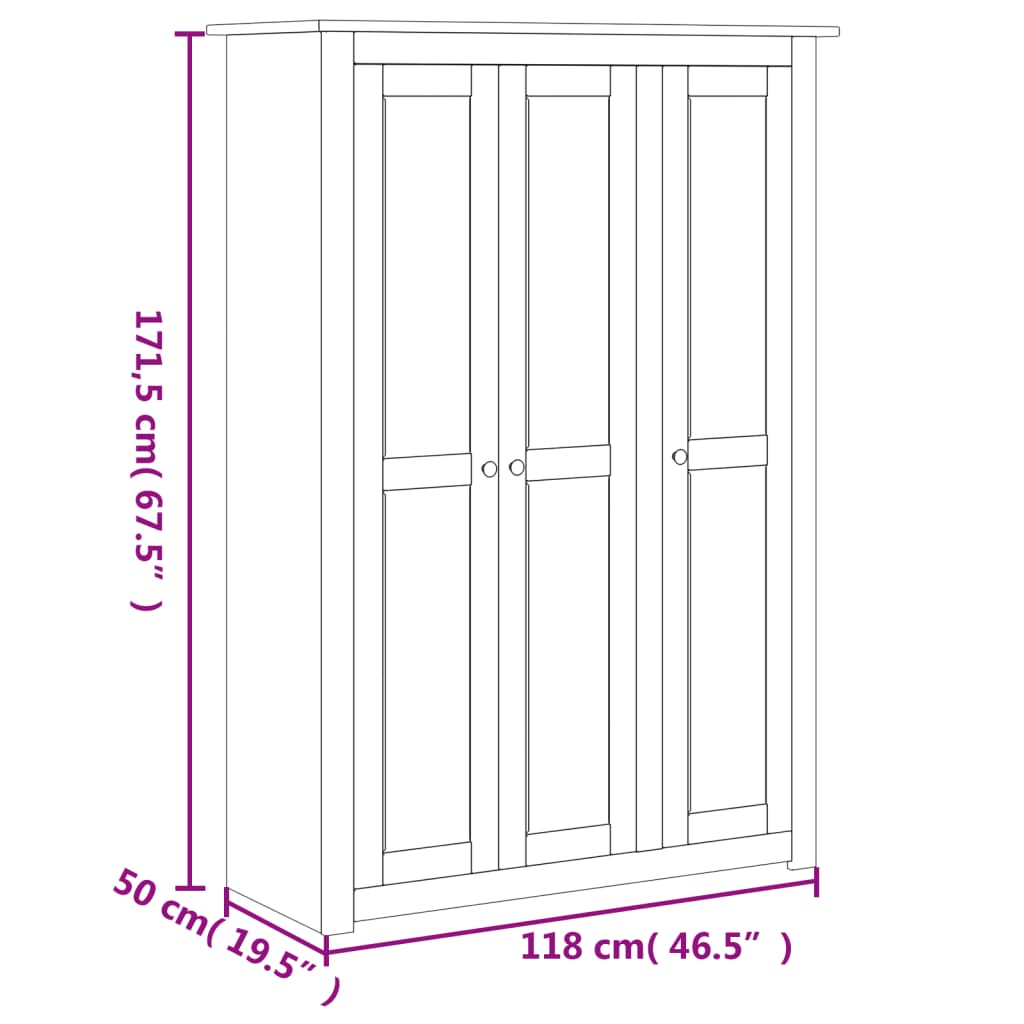 Kledingkast Panama Range 118x50x171,5 cm grenenhout wit is nu te koop bij PeponiXL, paradijselijk wonen!