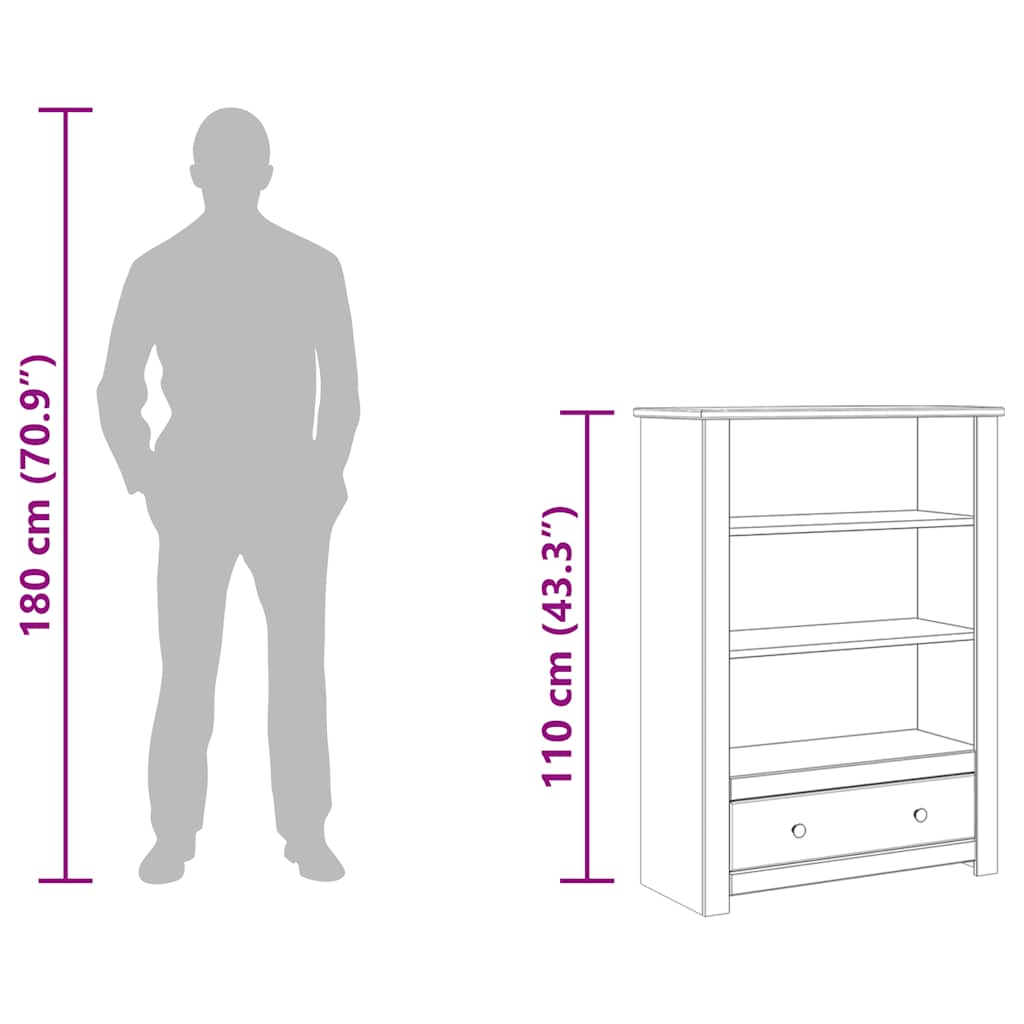 Boekenkast Panama Range 80x35x110 cm massief grenenhout wit is nu te koop bij PeponiXL, paradijselijk wonen!