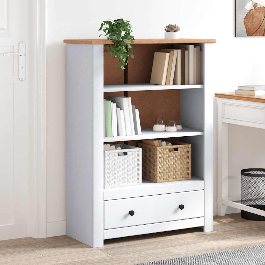 Boekenkast Panama Range 80x35x110 cm massief grenenhout wit is nu te koop bij PeponiXL, paradijselijk wonen!