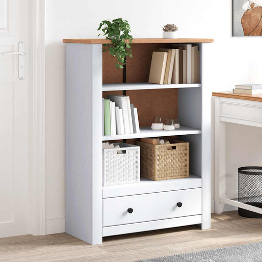Boekenkast Panama Range 80x35x110 cm massief grenenhout wit is nu te koop bij PeponiXL, paradijselijk wonen!