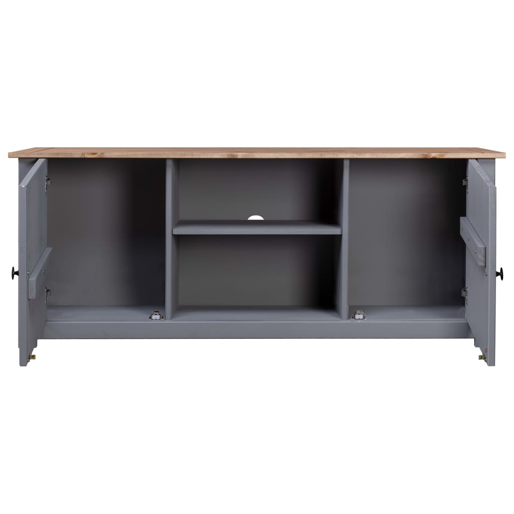 Tv-kast Panama Range 120x40x50 cm massief grenenhout grijs is nu te koop bij PeponiXL, paradijselijk wonen!
