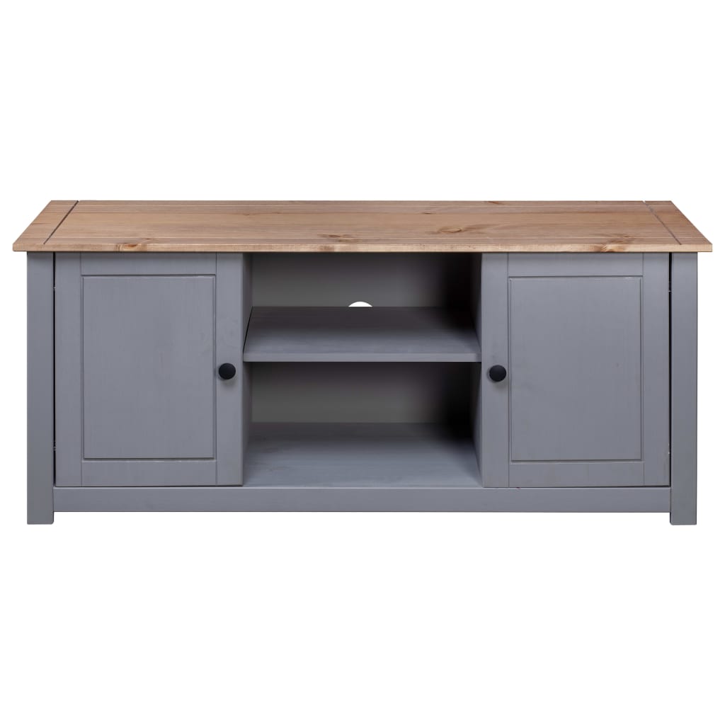 Tv-kast Panama Range 120x40x50 cm massief grenenhout grijs is nu te koop bij PeponiXL, paradijselijk wonen!