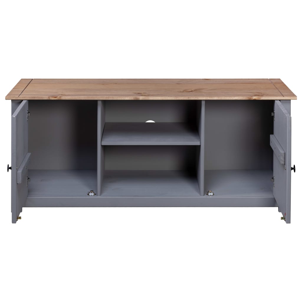Tv-kast Panama Range 120x40x50 cm massief grenenhout grijs is nu te koop bij PeponiXL, paradijselijk wonen!