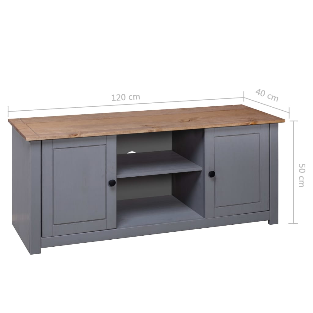 Tv-kast Panama Range 120x40x50 cm massief grenenhout grijs is nu te koop bij PeponiXL, paradijselijk wonen!