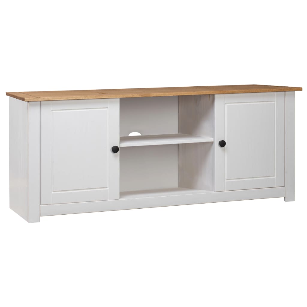 Tv-kast Panama Range 120x40x50 cm massief grenenhout wit is nu te koop bij PeponiXL, paradijselijk wonen!