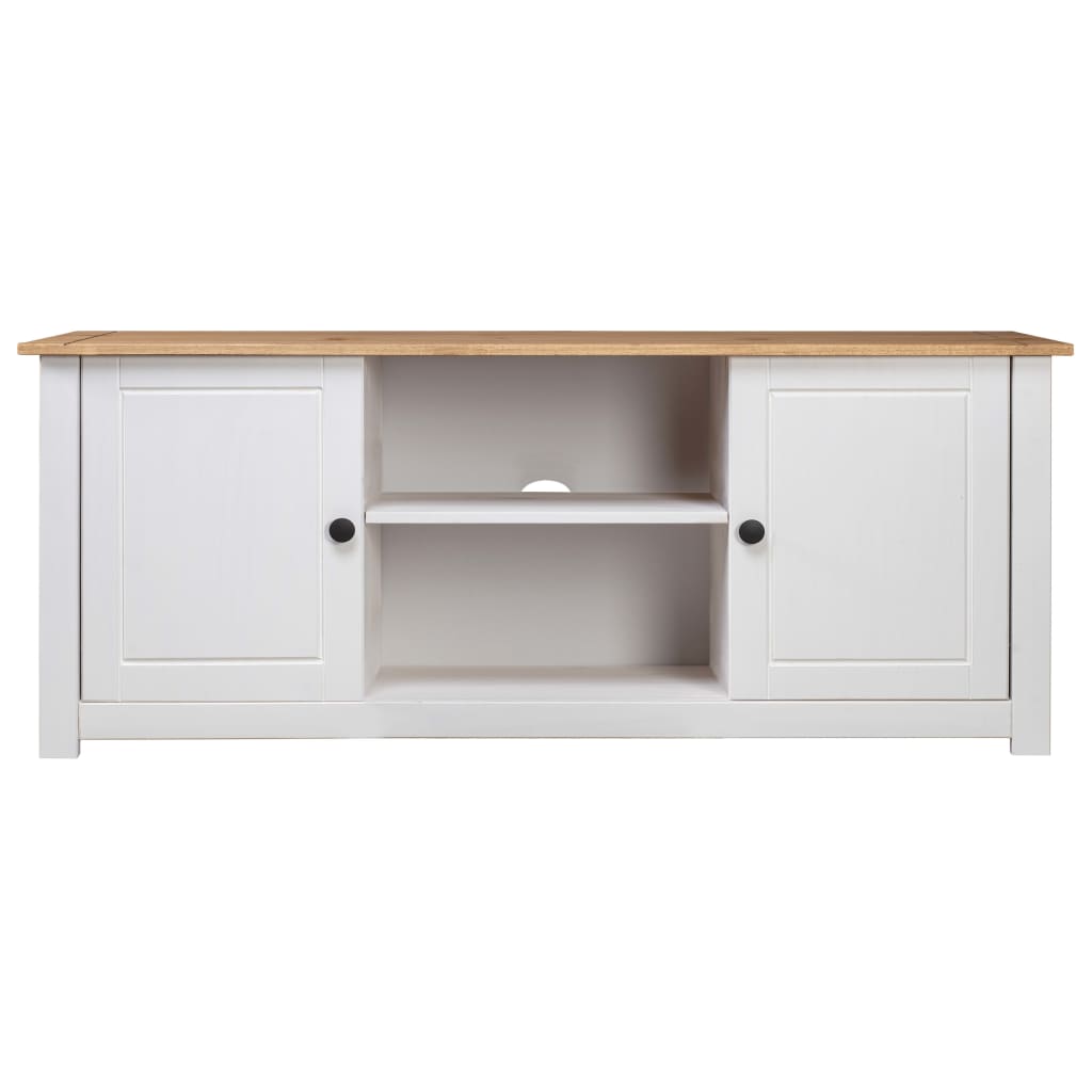 Tv-kast Panama Range 120x40x50 cm massief grenenhout wit is nu te koop bij PeponiXL, paradijselijk wonen!