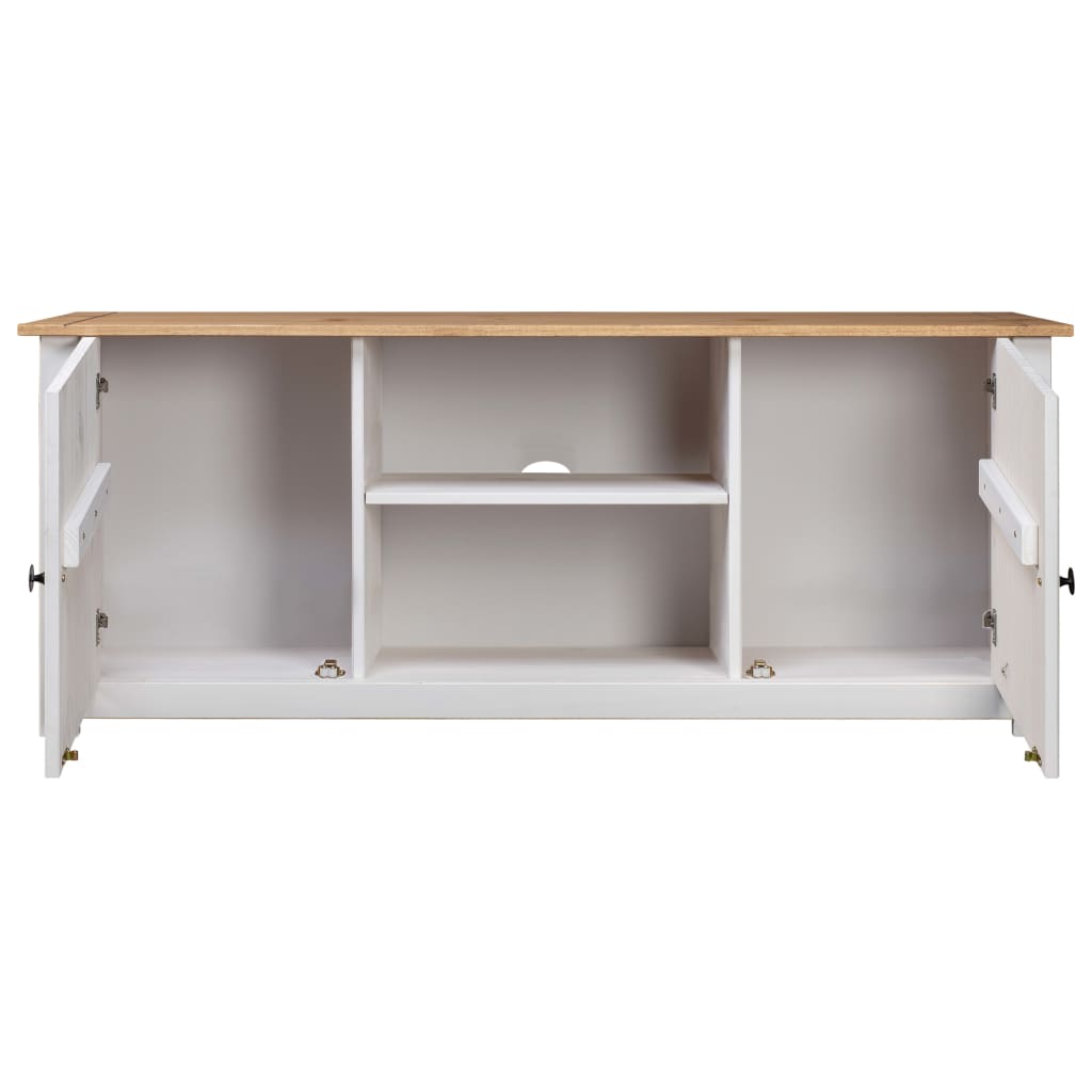 Tv-kast Panama Range 120x40x50 cm massief grenenhout wit is nu te koop bij PeponiXL, paradijselijk wonen!