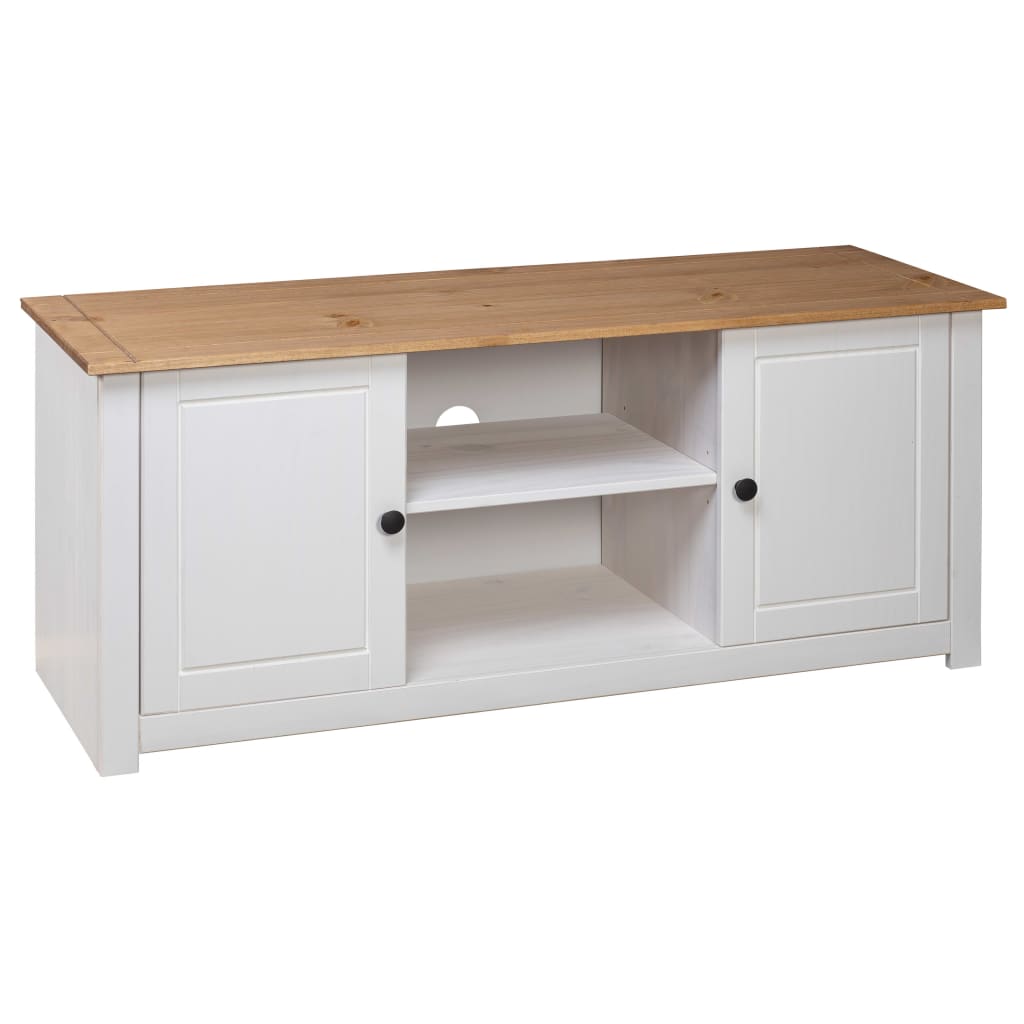 Tv-kast Panama Range 120x40x50 cm massief grenenhout wit is nu te koop bij PeponiXL, paradijselijk wonen!