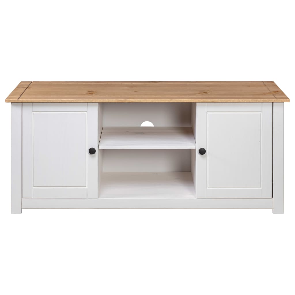 Tv-kast Panama Range 120x40x50 cm massief grenenhout wit is nu te koop bij PeponiXL, paradijselijk wonen!