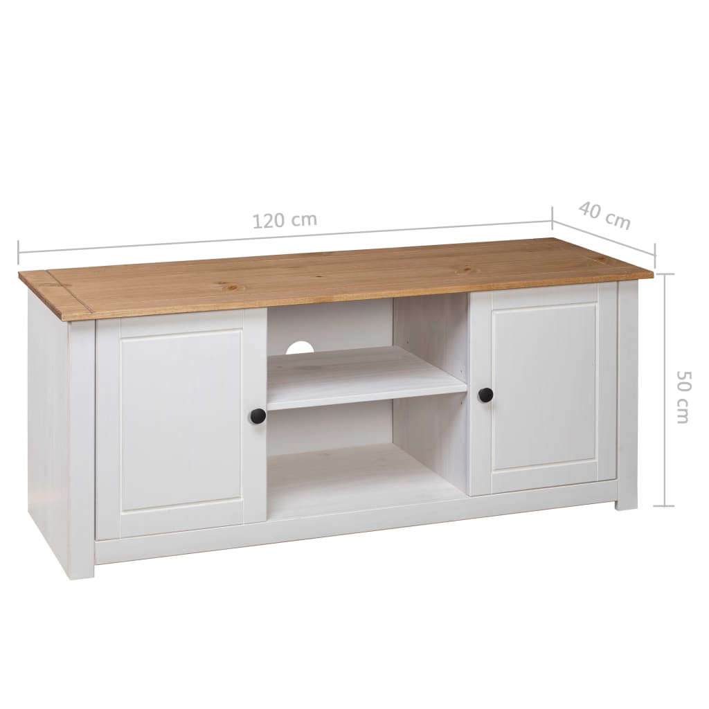 Tv-kast Panama Range 120x40x50 cm massief grenenhout wit is nu te koop bij PeponiXL, paradijselijk wonen!