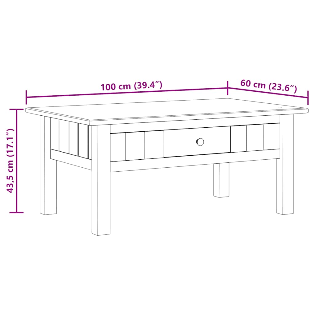 Salontafel Panama Range 100x60x43,5 cm massief grenenhout is nu te koop bij PeponiXL, paradijselijk wonen!