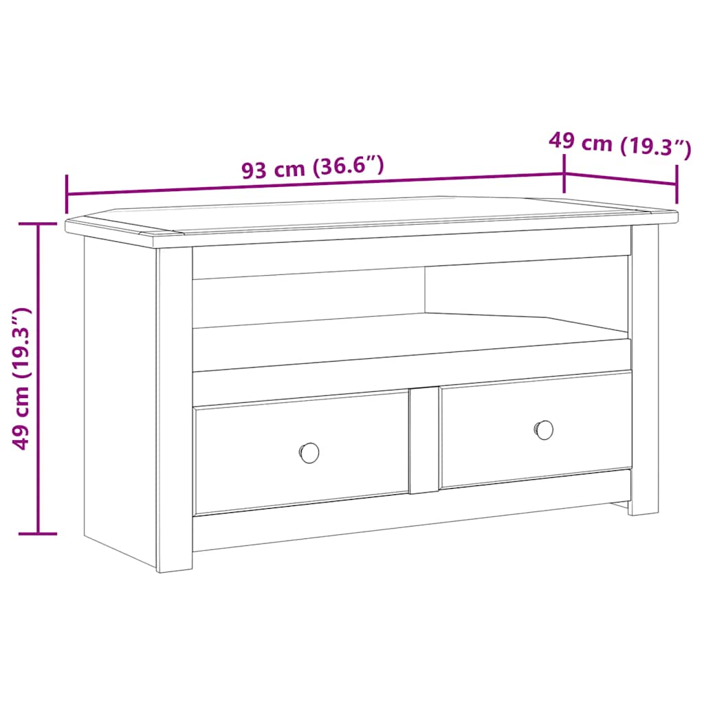 Tv-hoekkast Panama Range 93x49x49 cm massief grenenhout wit is nu te koop bij PeponiXL, paradijselijk wonen!
