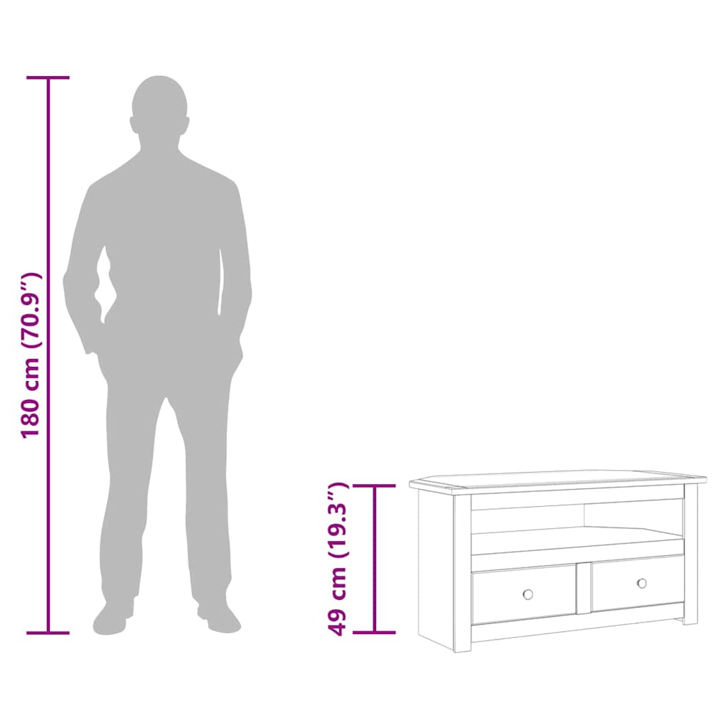 Tv-hoekkast Panama Range 93x49x49 cm massief grenenhout wit is nu te koop bij PeponiXL, paradijselijk wonen!