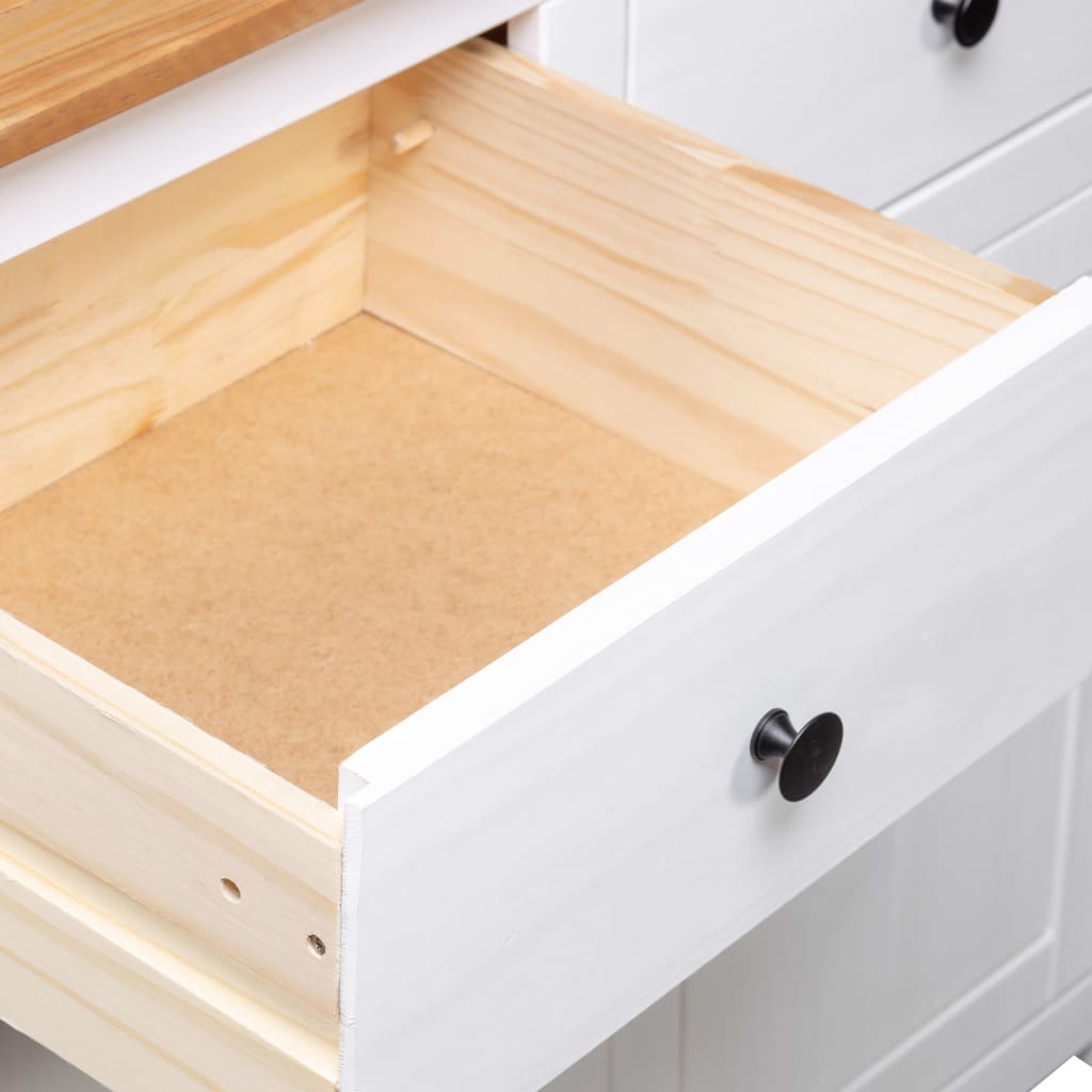 Dressoir Panama Range 93x40x80 cm massief grenenhout wit is nu te koop bij PeponiXL, paradijselijk wonen!