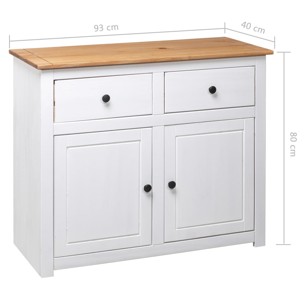 Dressoir Panama Range 93x40x80 cm massief grenenhout wit is nu te koop bij PeponiXL, paradijselijk wonen!