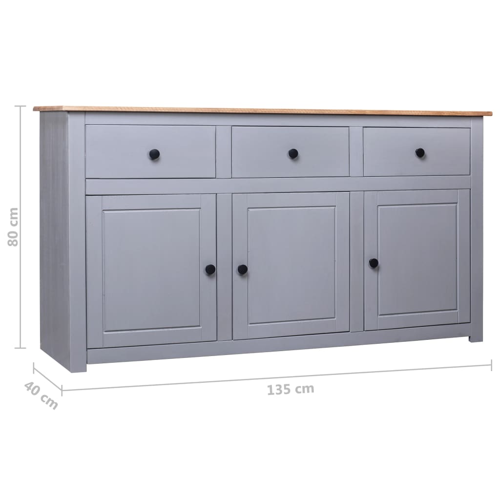 Dressoir Panama Range 135x40x80 cm massief grenenhout grijs is nu te koop bij PeponiXL, paradijselijk wonen!