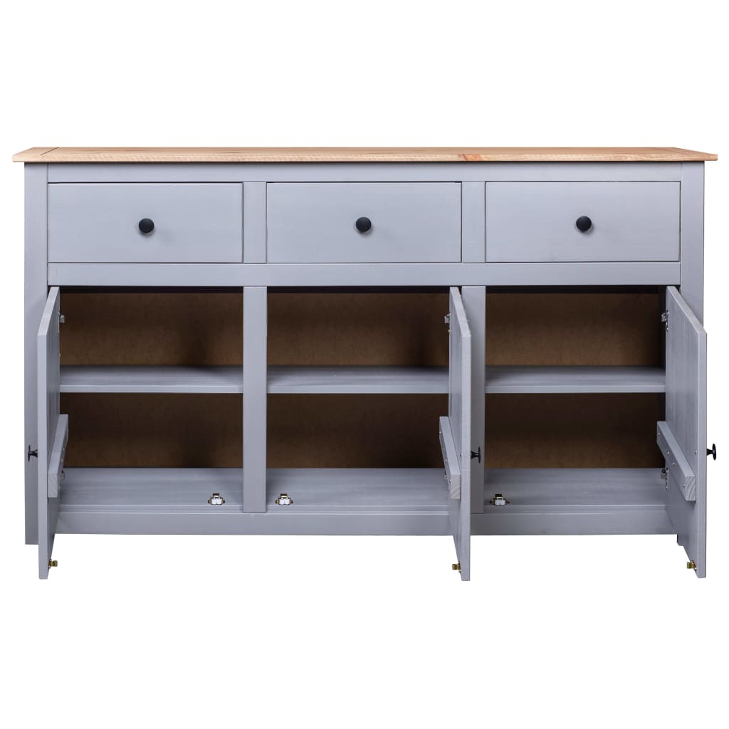 Dressoir Panama Range 135x40x80 cm massief grenenhout grijs is nu te koop bij PeponiXL, paradijselijk wonen!