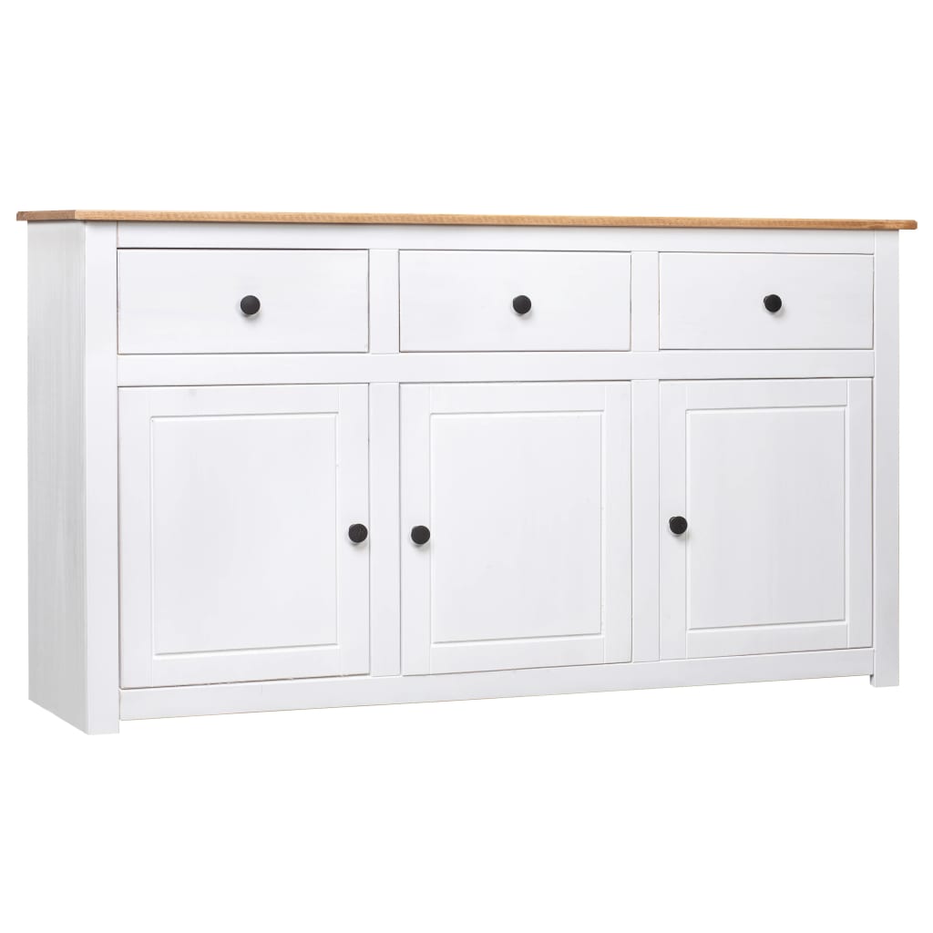 Dressoir Panama Range 135x40x80 cm massief grenenhout wit is nu te koop bij PeponiXL, paradijselijk wonen!
