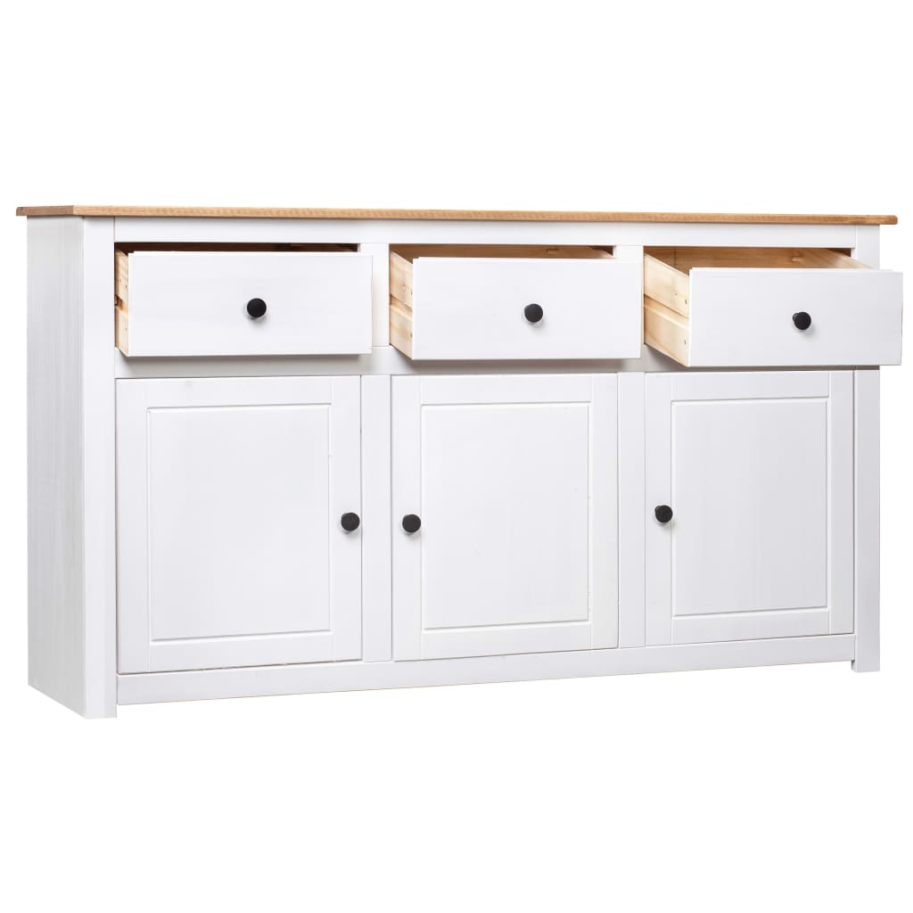 Dressoir Panama Range 135x40x80 cm massief grenenhout wit is nu te koop bij PeponiXL, paradijselijk wonen!